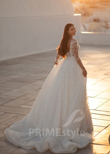 Luxusné trblietavé svadobné šaty SN029 - primestyle.sk