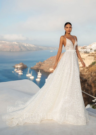 Exkluzívne trblietavé svadobné šaty SN033