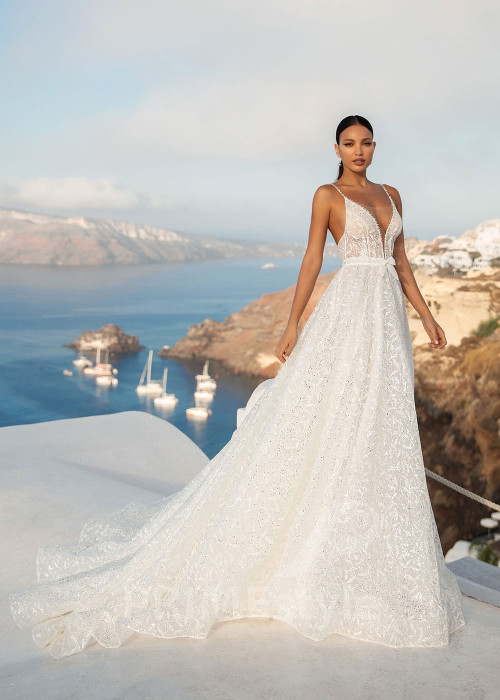 Exkluzívne trblietavé svadobné šaty SN033