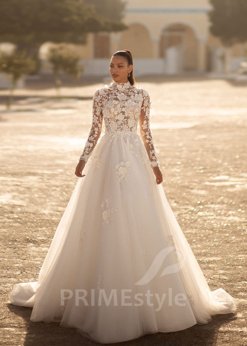 Luxusné kvetované svadobné šaty SN036