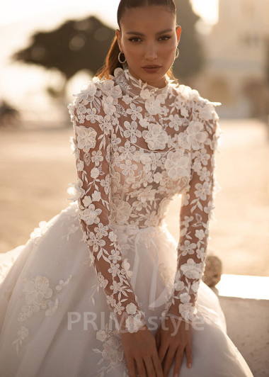 Luxusné kvetované svadobné šaty SN036 - primestyle.sk