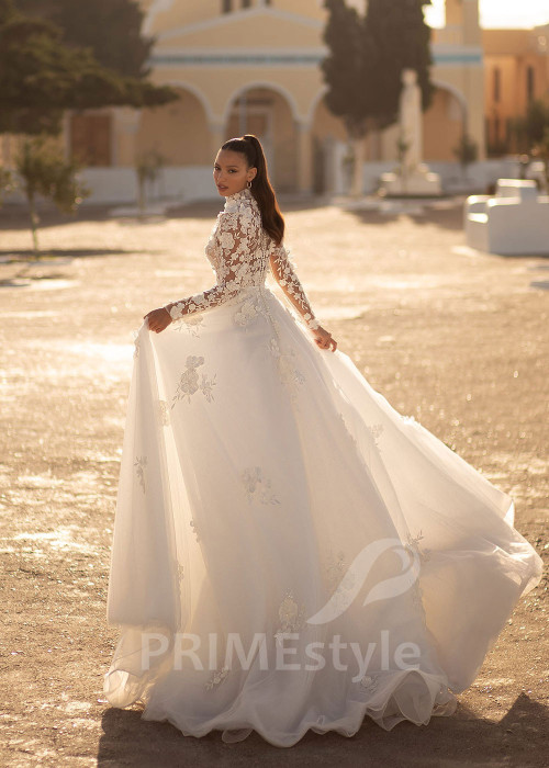 Luxusné kvetované svadobné šaty SN036