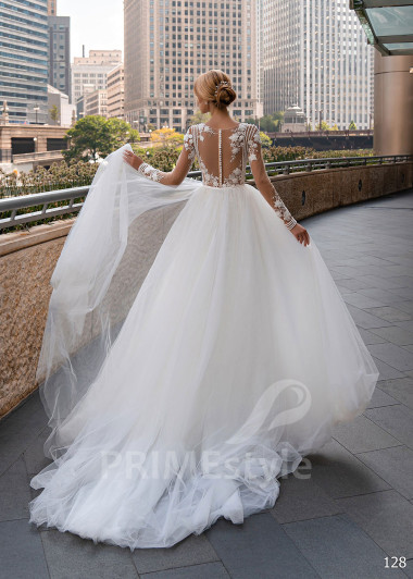 Exkluzívne čipkované svadobné šaty EMS128 - primestyle.sk