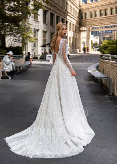 Elegantné minimalistické svadobné šaty EMS129 - primestyle.sk