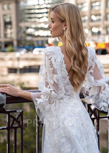 Exkluzívne kvetované svadobné šaty EMS132 - primestyle.sk