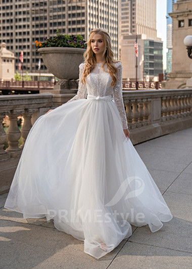 Luxusné trblietavé svadobné šaty EMS136