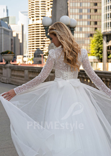 Luxusné trblietavé svadobné šaty EMS136 - primestyle.sk