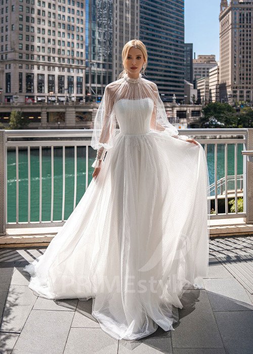 Jednoduché romantické svadobné šaty EMS138