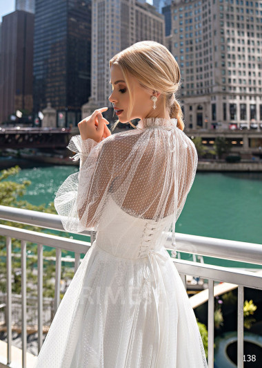 Jednoduché romantické svadobné šaty EMS138 - primestyle.sk