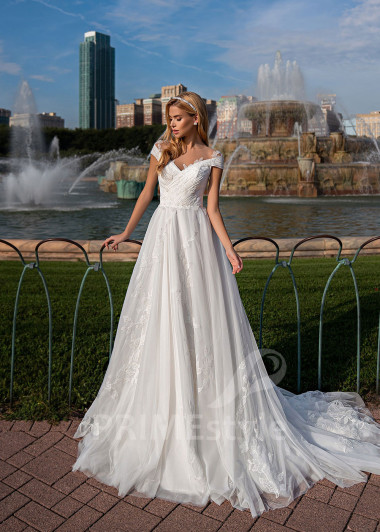 Luxusné tylové svadobné šaty EMS139