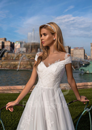 Luxusné tylové svadobné šaty EMS139 - primestyle.sk