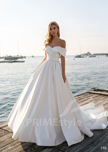 Elegantné hladké svadobné šaty EMS140
