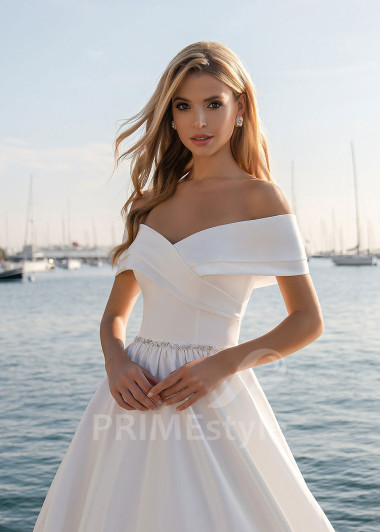 Elegantné hladké svadobné šaty EMS140 - primestyle.sk