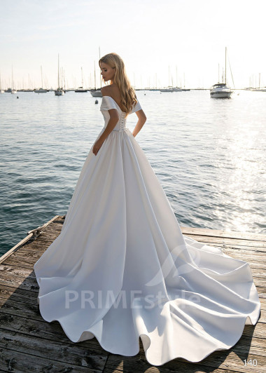 Elegantné hladké svadobné šaty EMS140 - primestyle.sk