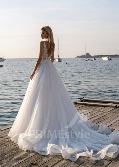 Luxusné trblietavé svadobné šaty EMS142 - primestyle.sk