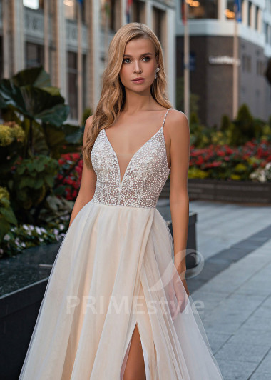 Jednoduché minimalistické svadobné šaty EMS143 - primestyle.sk