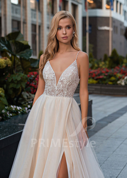 Jednoduché minimalistické svadobné šaty EMS143