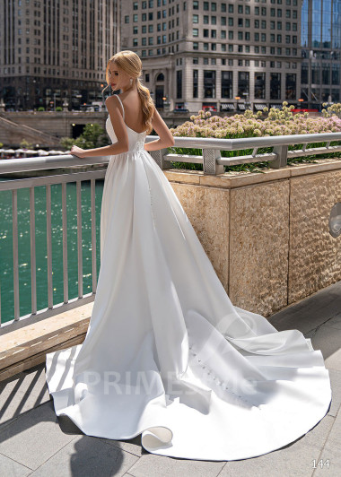 Elegantné saténove svadobné šaty EMS144 - primestyle.sk