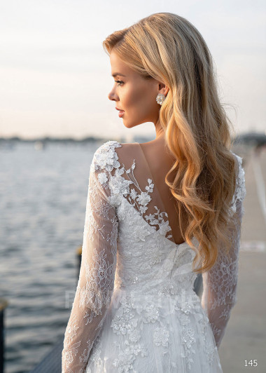 Luxusné kvetované svadobné šaty EMS145 - primestyle.sk
