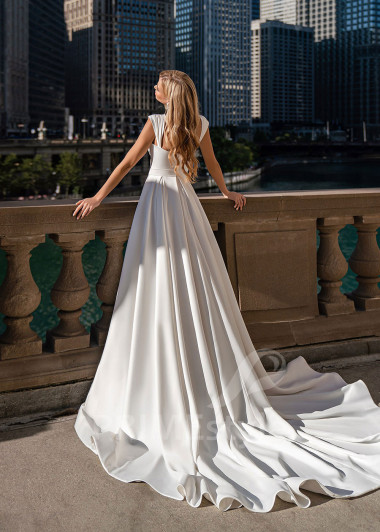 Elegantné hladké svadobné šaty EMS146 - primestyle.sk