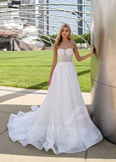 Luxusné tylové svadobné šaty EMS148