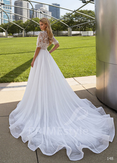 Luxusné tylové svadobné šaty EMS148 - primestyle.sk