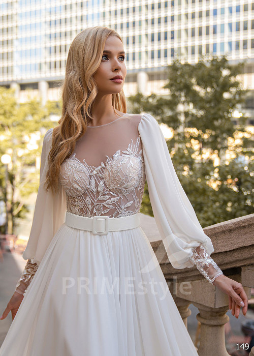 Exkluzívne šifónové svadobné šaty EMS149