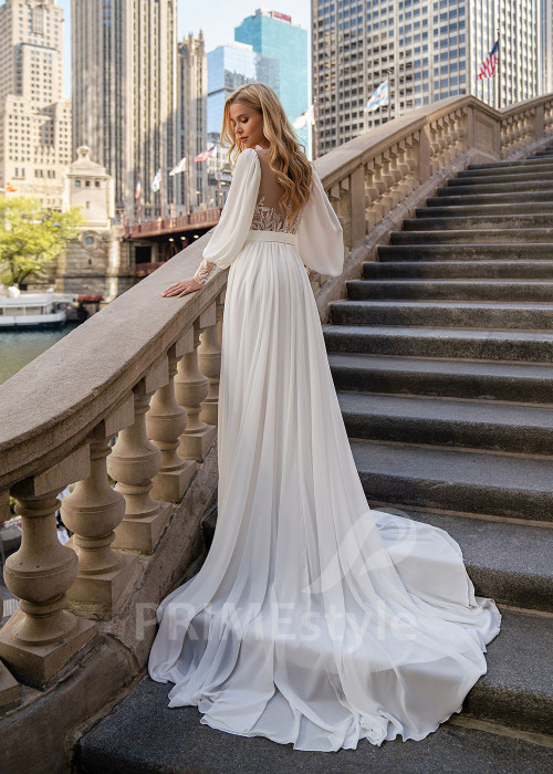 Exkluzívne šifónové svadobné šaty EMS149