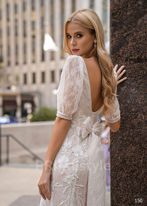 Luxusné celočipkované svadobné šaty EMS150