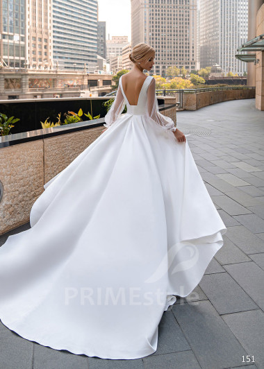 Elegantné hladké svadobné šaty EMS151 - primestyle.sk