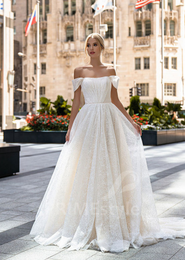 Exkluzívne trblietavé svadobné šaty EMS152