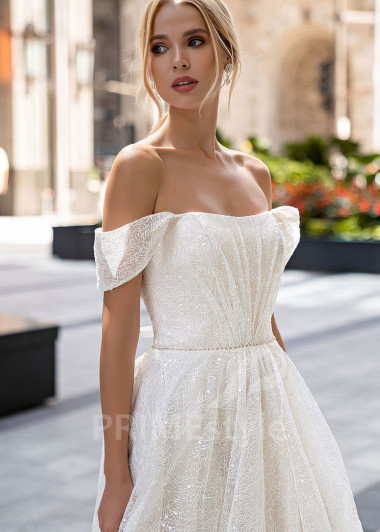 Exkluzívne trblietavé svadobné šaty EMS152 - primestyle.sk