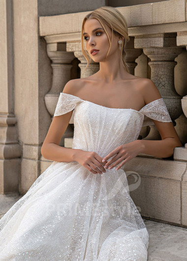 Exkluzívne trblietavé svadobné šaty EMS152 - primestyle.sk