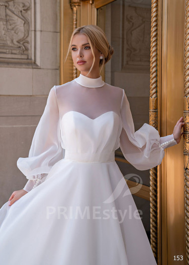 Jednoduché romantické svadobné šaty EMS153 - primestyle.sk