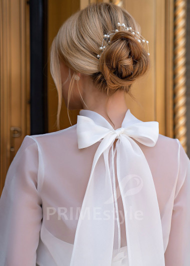 Jednoduché romantické svadobné šaty EMS153 - primestyle.sk