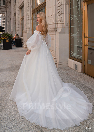Extravagantné romantické svadobné šaty EMS154 - primestyle.sk