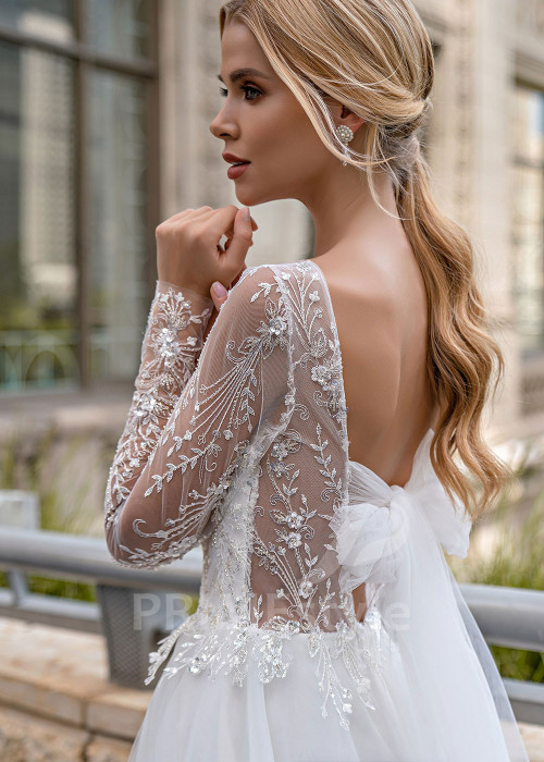 Luxusné čipkované svadobné šaty EMS156