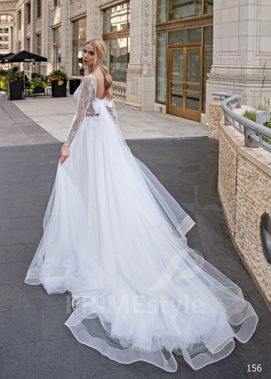 Luxusné čipkované svadobné šaty EMS156 - primestyle.sk