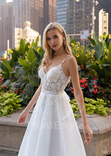 Elegantné čipkované svadobné šaty EMS160 - primestyle.sk