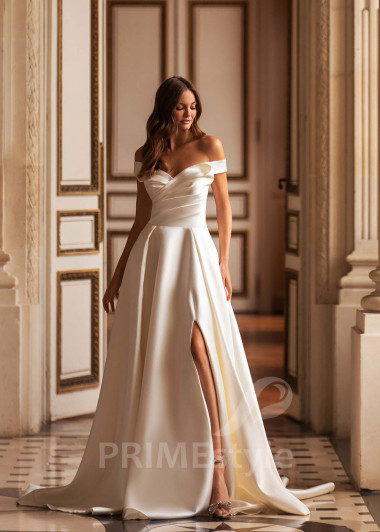 Elegantné saténove svadobné šaty CT010