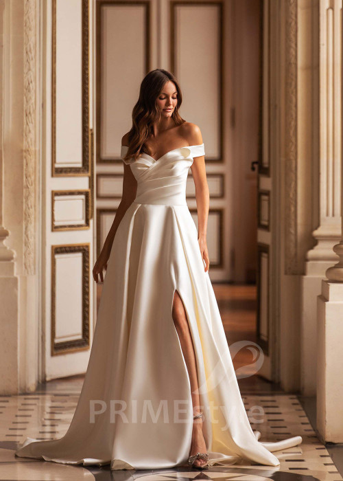 Elegantné saténove svadobné šaty CT010