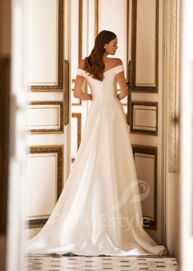 Elegantné saténove svadobné šaty CT010 - primestyle.sk