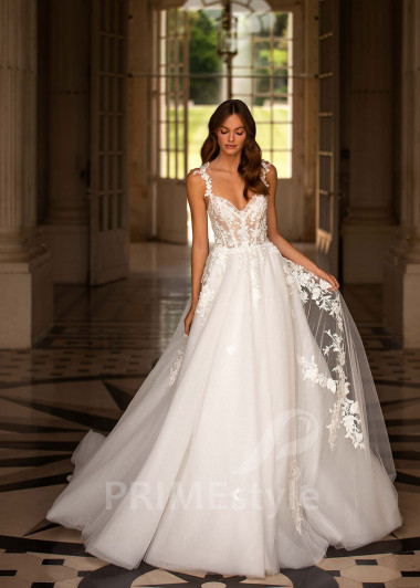 Luxusné čipkované svadobné šaty CT012