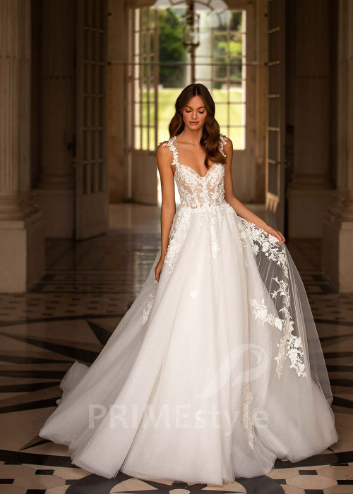 Luxusné čipkované svadobné šaty CT012
