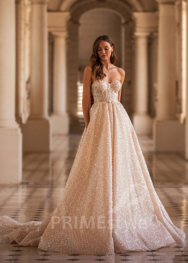 Exkluzívne trblietavé svadobné šaty CT014