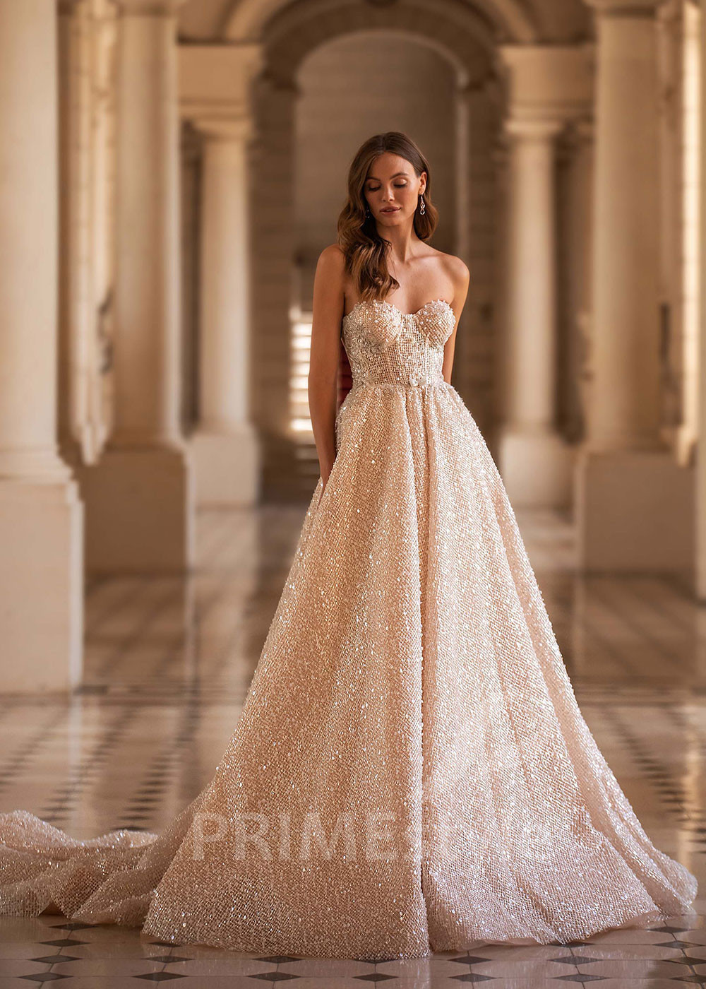 Exkluzívne trblietavé svadobné šaty CT014