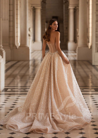 Exkluzívne trblietavé svadobné šaty CT014 - primestyle.sk