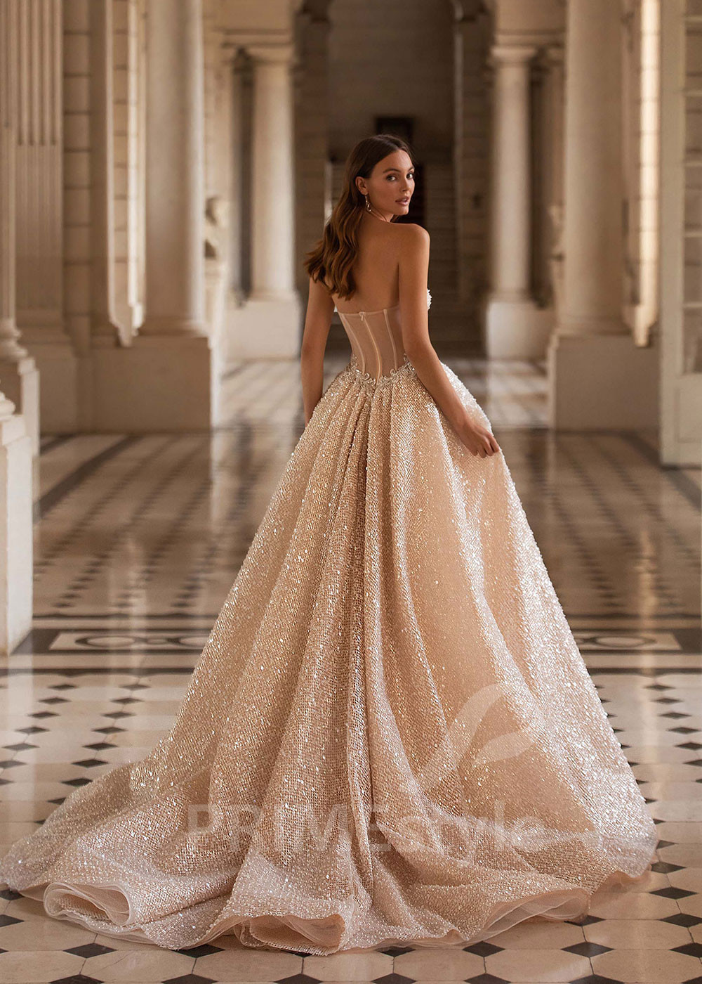 Exkluzívne trblietavé svadobné šaty CT014