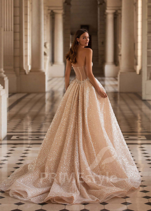 Exkluzívne trblietavé svadobné šaty CT014