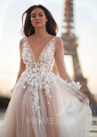 Exkluzívne kvetované svadobné šaty CT021 - primestyle.sk